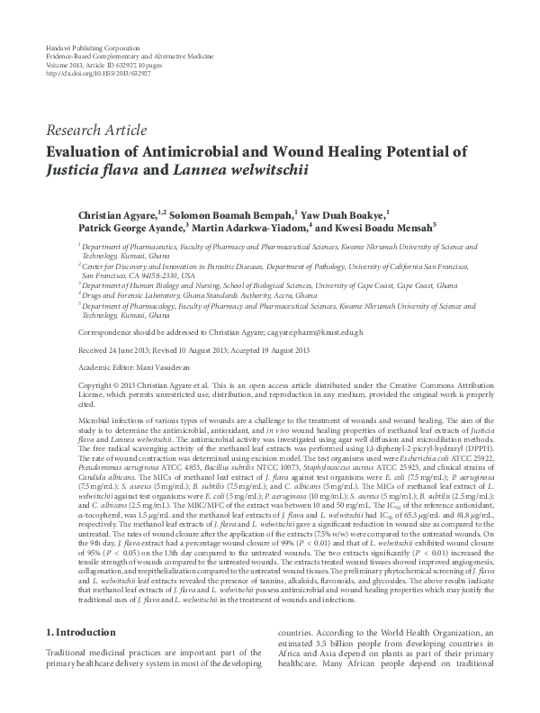 (PDF) Evaluation of Antimicrobial and Wound Healing Potential of ...