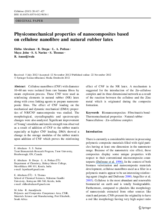 (PDF) Physicomechanical properties of nanocomposites based on cellulose ...