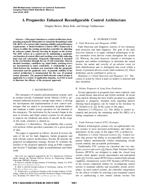 (PDF) A prognostics enhanced reconfigurable control architecture