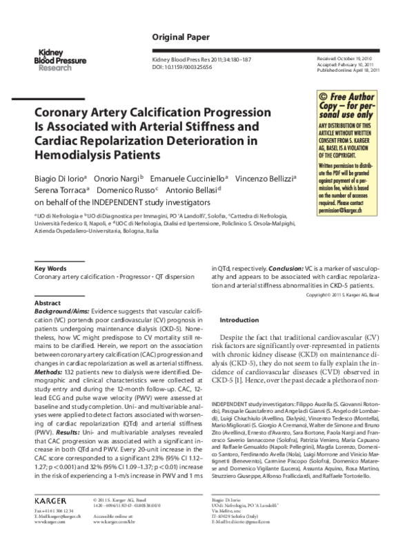 (PDF) Coronary Artery Calcification Progression Is Associated with ...