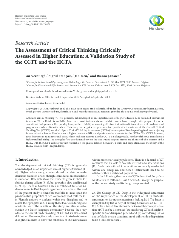 Hcta critical thinking picture
