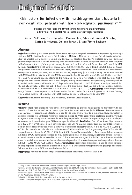 (PDF) Risk factors for infection with multidrugresistant bacteria in