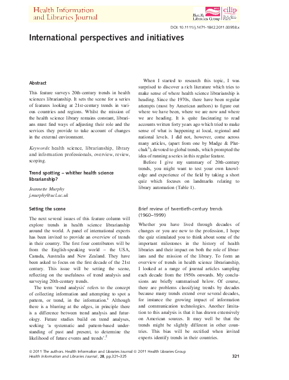(PDF) Trend spotting - whither health science librarianship?