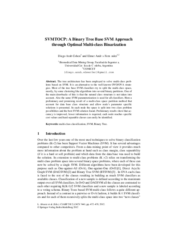 (PDF) SVMTOCP: A Binary Tree Base SVM Approach through Optimal Multi ...