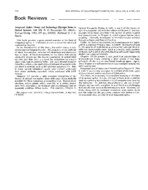 (PDF) Integrated optics Theory and technology Robert Hunsperger