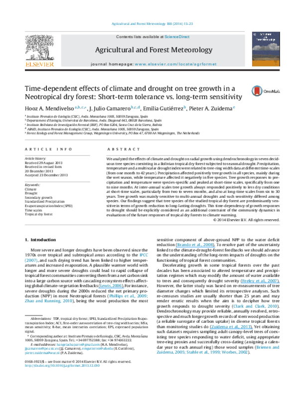 (PDF) Time-dependent effects of climate and drought on tree growth in a ...