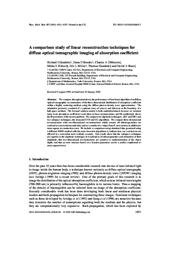 (PDF) A comparison study of linear reconstruction techniques for ...