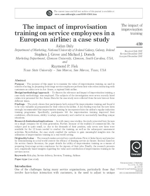 (PDF) The impact of improvisation training on service employees in a ...