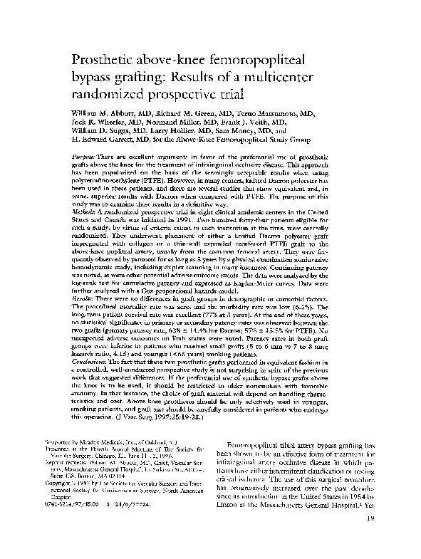 (PDF) Prosthetic above-knee femoropopliteal bypass grafting: Results of ...