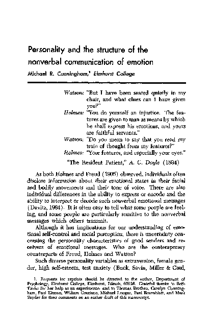 (PDF) Personality and the structure of the nonverbal communication of ...