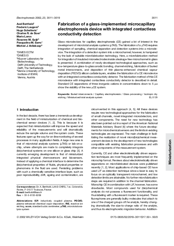 (PDF) Fabrication of a glassimplemented microcapillary electrophoresis