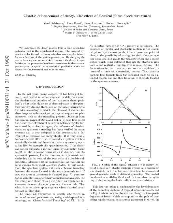(PDF) Chaotic enhancement of decay. The effect of classical phase space ...