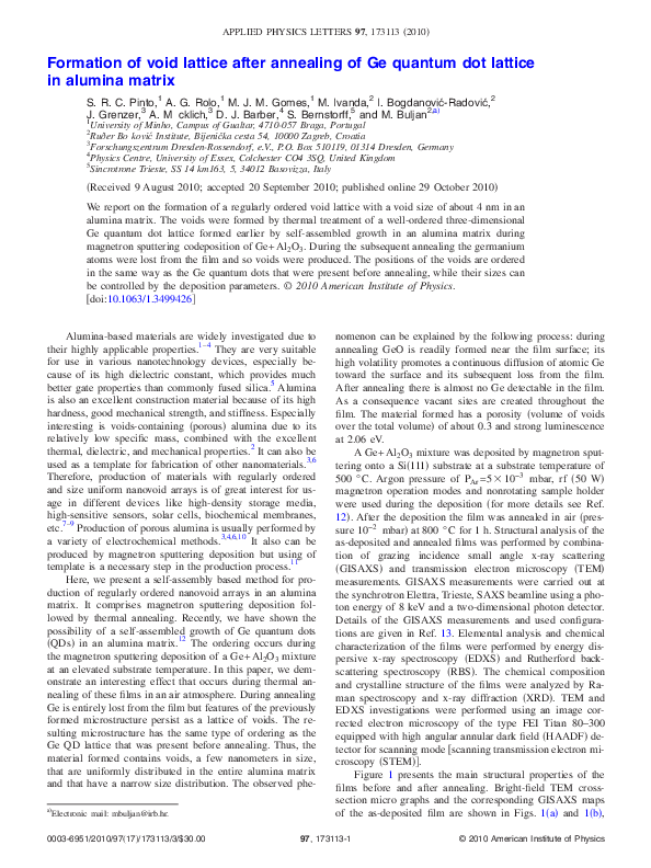 (PDF) Formation of void lattice after annealing of Ge quantum dot ...