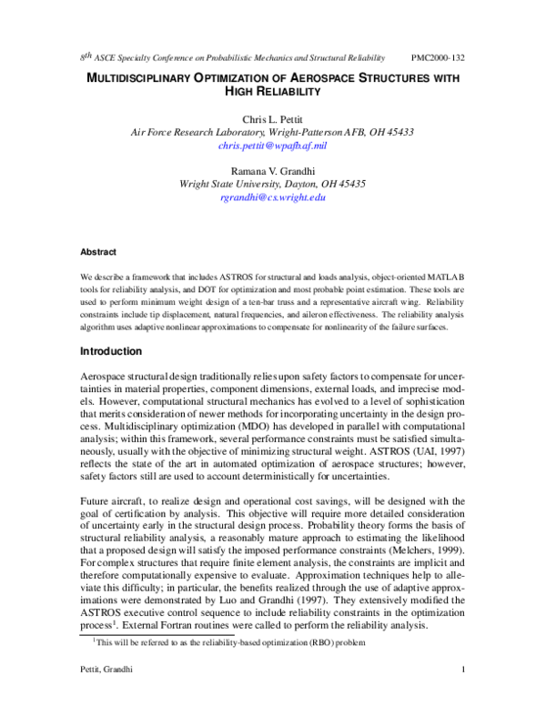 (PDF) Multidisciplinary optimization of aerospace structures with high ...