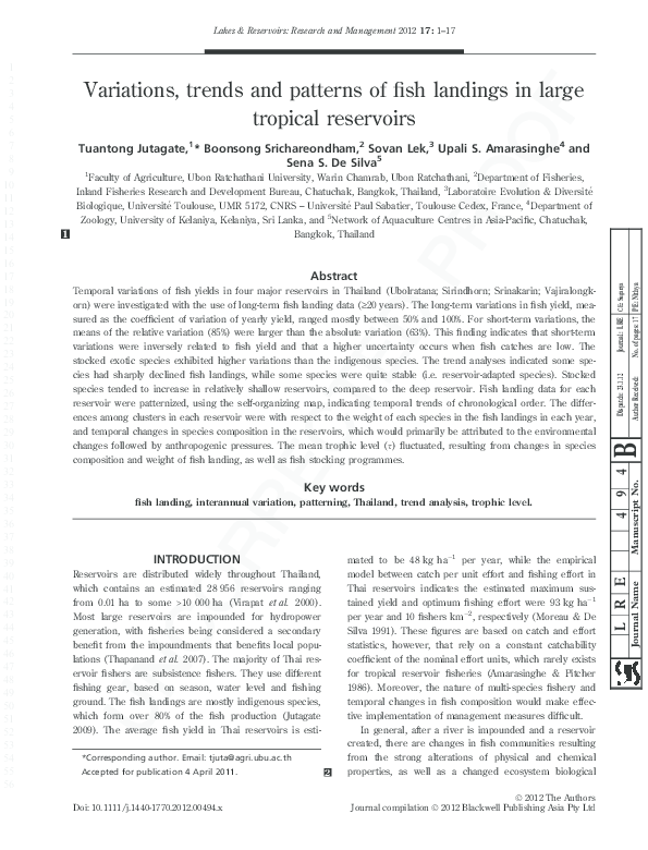 (PDF) Variations, trends and patterns of fish landings in large ...