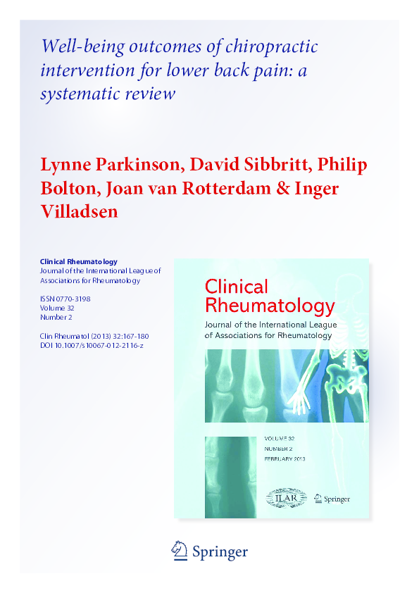 (PDF) Well-being outcomes of chiropractic intervention for lower back ...