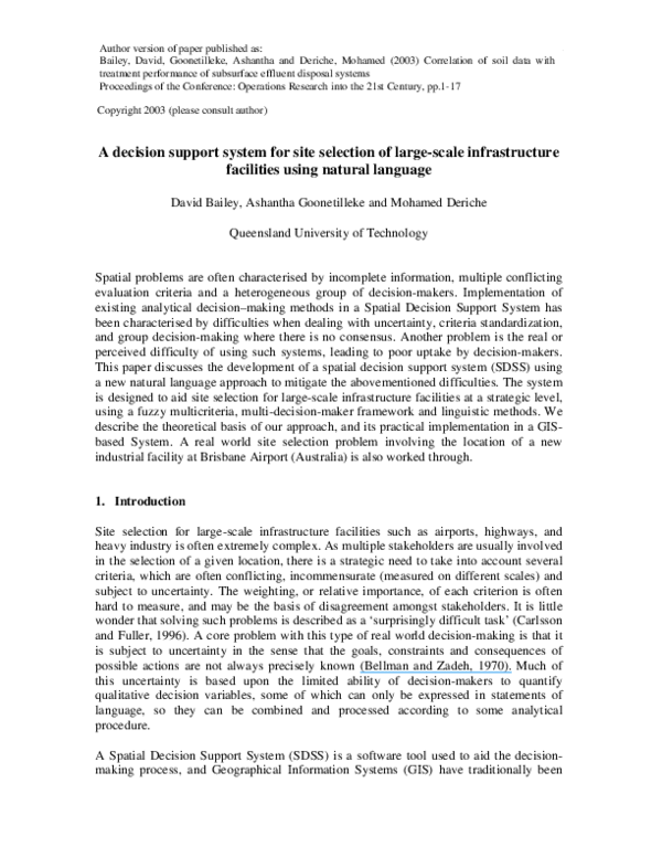 (PDF) A decision support system for site selection of large-scale ...
