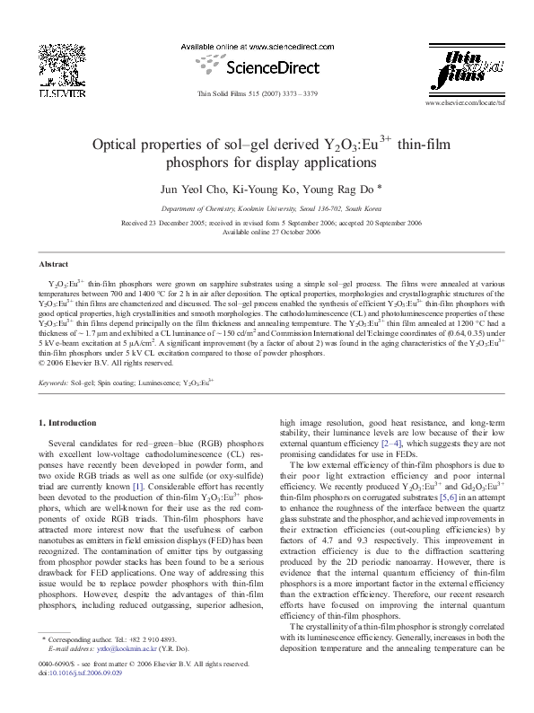 (PDF) Optical properties of sol–gel derived Y2O3:Eu3+ thin-film ...
