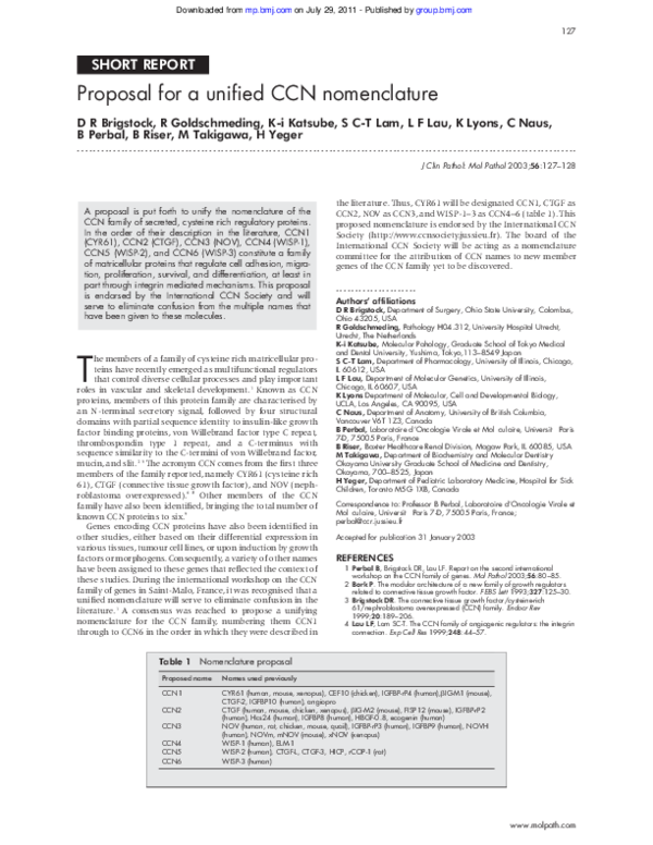 (PDF) Proposal for a unified CCN nomenclature