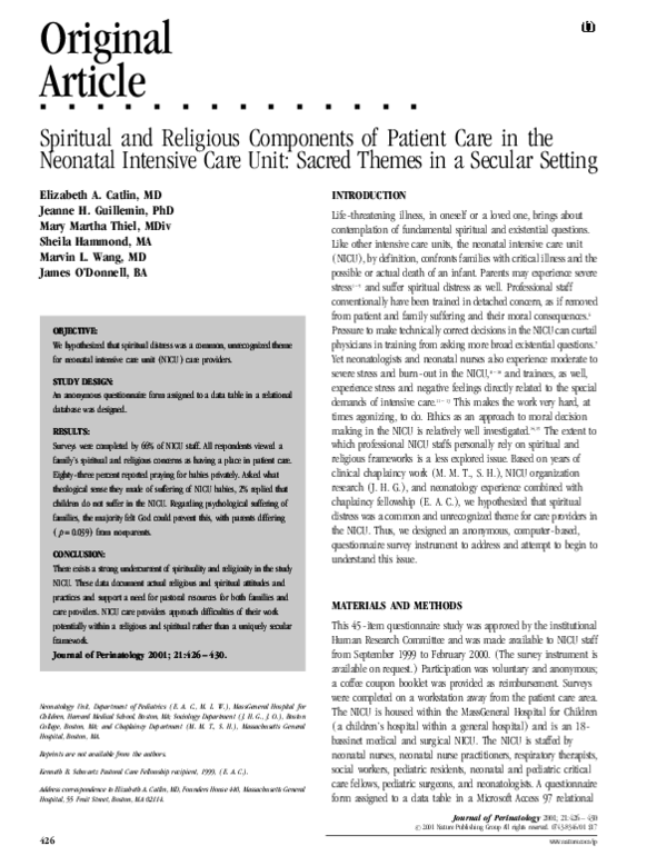 (PDF) Spiritual and Religious Components of Patient Care in the ...