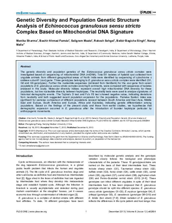 (PDF) Genetic Diversity and Population Genetic Structure Analysis of ...