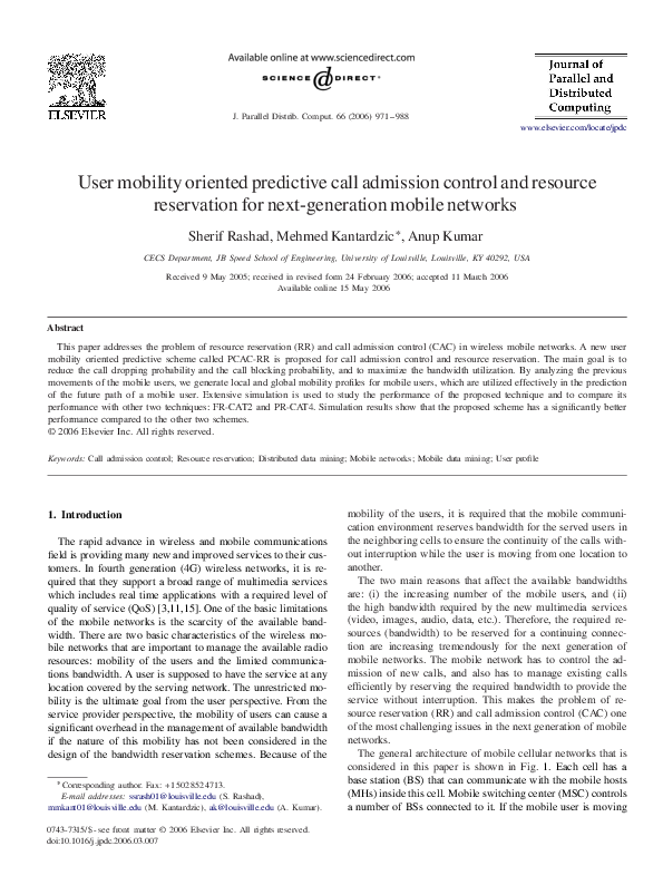 (PDF) User mobility oriented predictive call admission control and ...