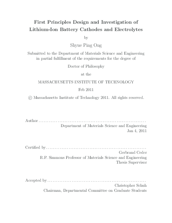 (PDF) First Principles Design and Investigation of Lithium-Ion Battery ...