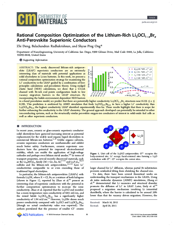 (PDF) Rational Composition Optimization of the Lithium-Rich Li 3 OCl 1 ...