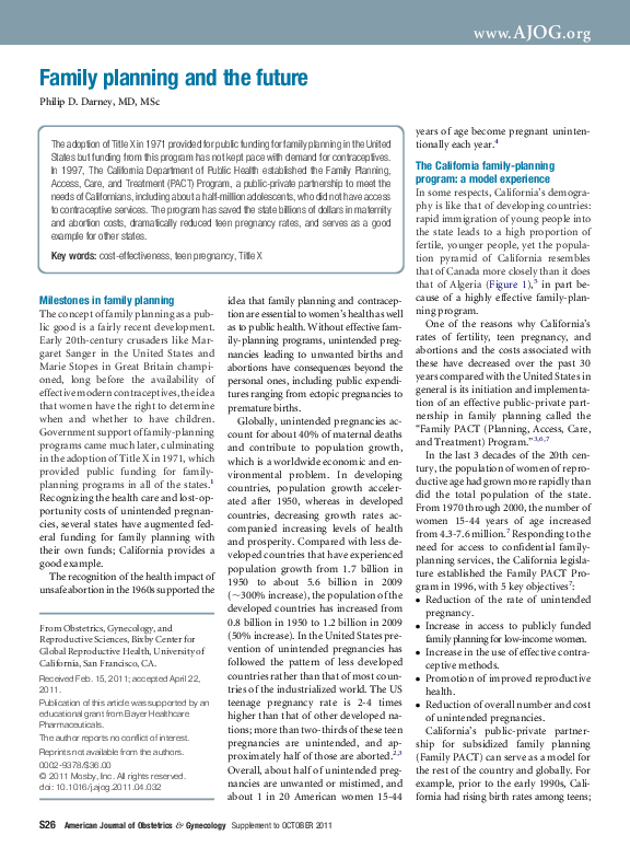 (PDF) Family planning and the future Philip Darney Academia.edu