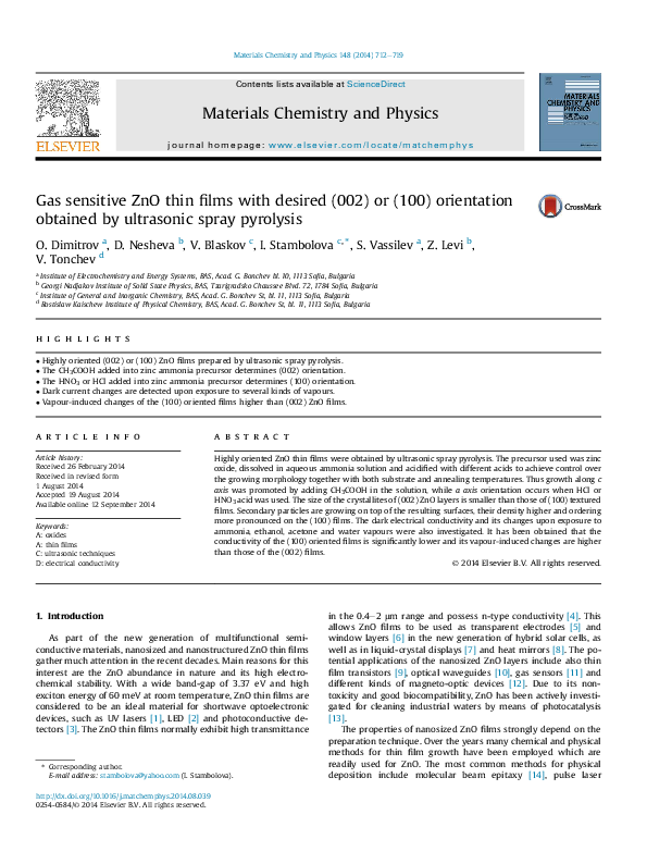 (PDF) Gas sensitive ZnO thin films with desired (002) or (100 ...
