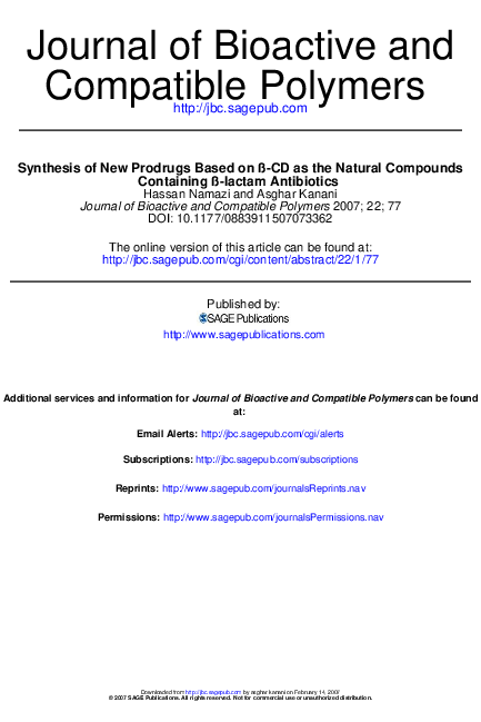 (PDF) Synthesis of New Prodrugs Based on -CD as the Natural Compounds ...