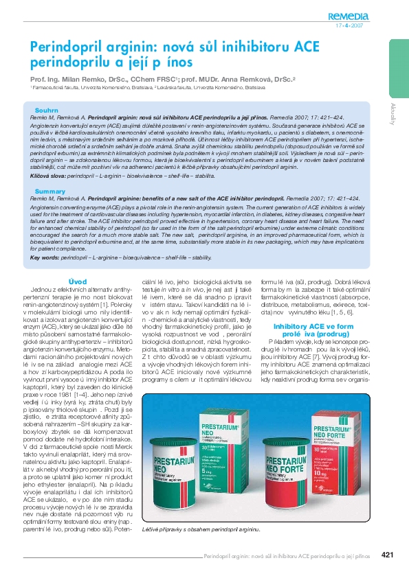 (PDF) Perindopril arginine benefits of a new salt of the ACE