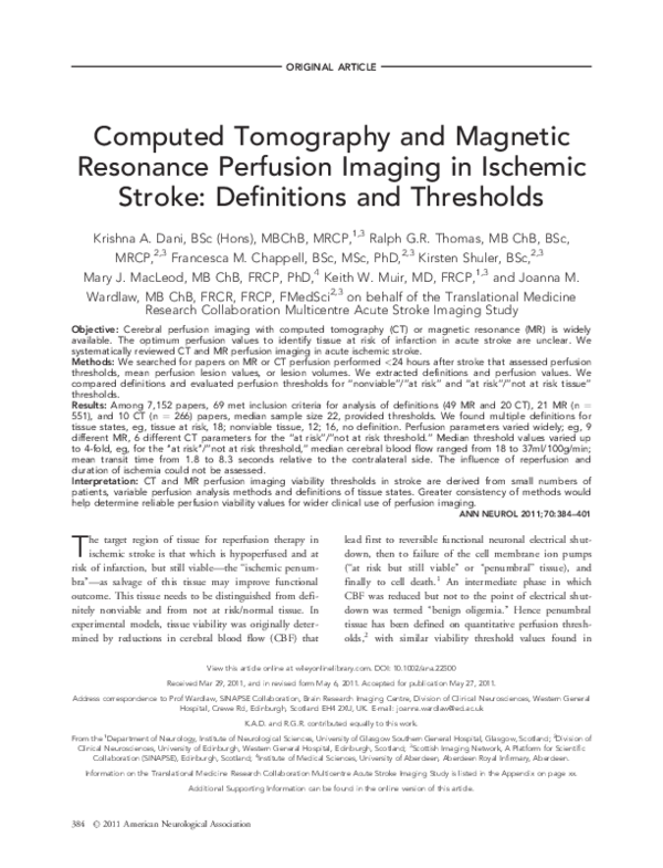 (PDF) Computed tomography and magnetic resonance perfusion imaging in ...