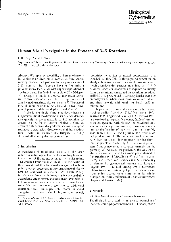 (PDF) Human visual navigation in the presence of 3-D rotations