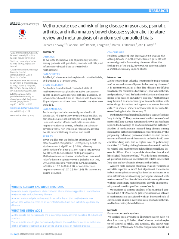 (PDF) Methotrexate use and risk of lung disease in psoriasis, psoriatic ...