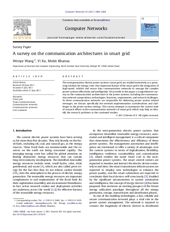 (PDF) A survey on the communication architectures in smart grid