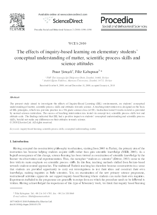 (PDF) The effects of inquiry-based learning on elementary students ...