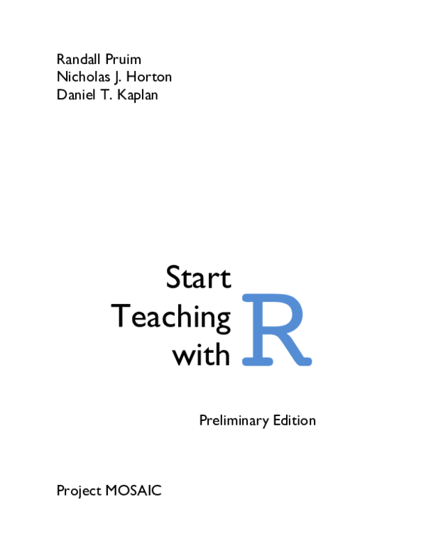 (PDF) Start Teaching with R and RStudio