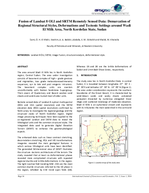 (PDF) Fusion of Landsat 8 OLI and SRTM Remotely Sensed Data ...