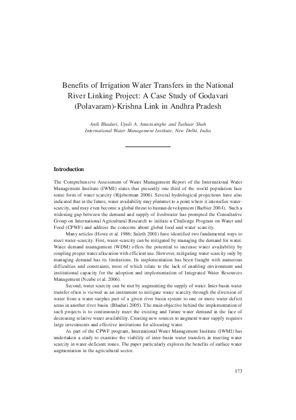 (PDF) Benefits of irrigation water transfers in the National River
