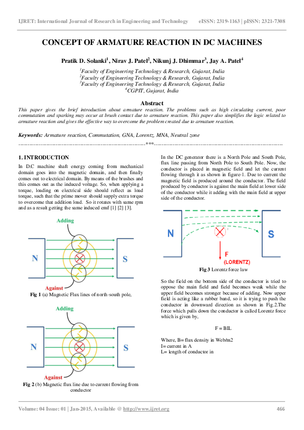 (PDF) CONCEPT OF ARMATURE REACTION IN DC MACHINES eSAT Journals