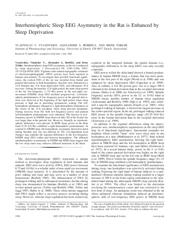(PDF) Interhemispheric Sleep EEG Asymmetry in the Rat is Enhanced by ...