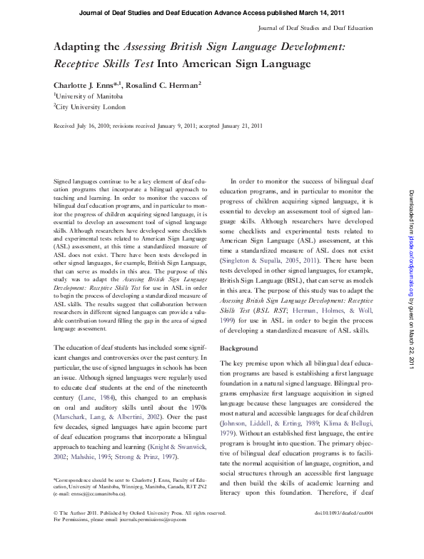 (PDF) Adapting the Assessing British Sign Language Development ...