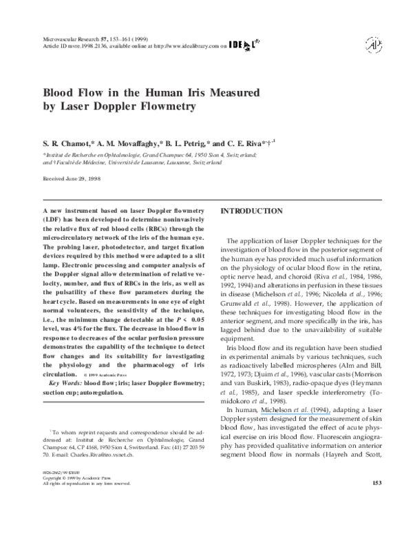 (PDF) Blood Flow in the Human Iris Measured by Laser Doppler Flowmetry