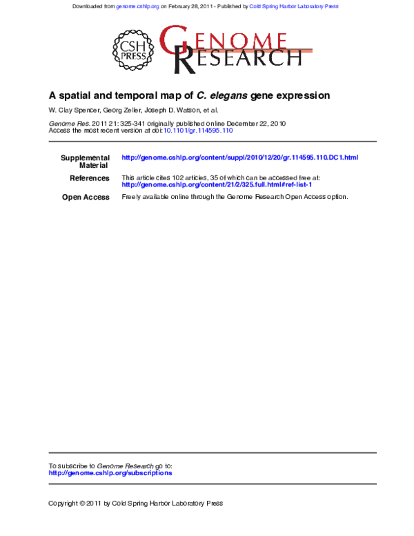(PDF) A spatial and temporal map of C. elegans gene expression
