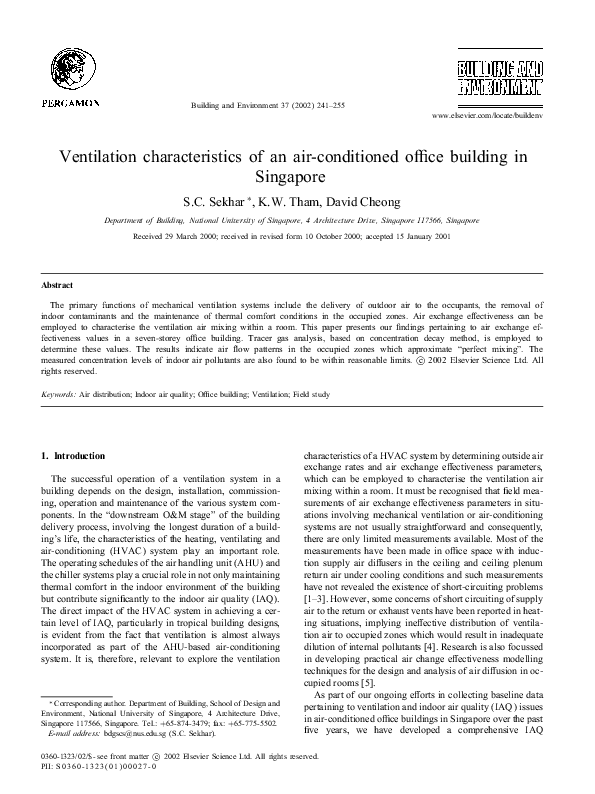 (PDF) Ventilation characteristics of an airconditioned office building