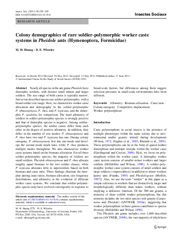 (PDF) Colony demographics of rare soldier-polymorphic worker caste ...