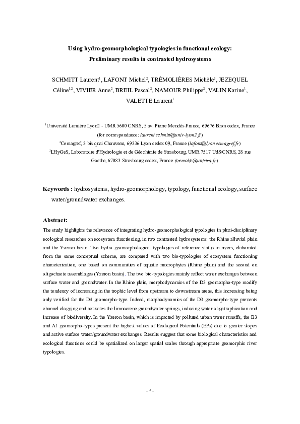 (DOC) Using hydrogeomorphological typologies in functional ecology