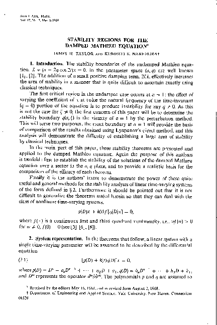 (PDF) Stability Regions for the Damped Mathieu Equation
