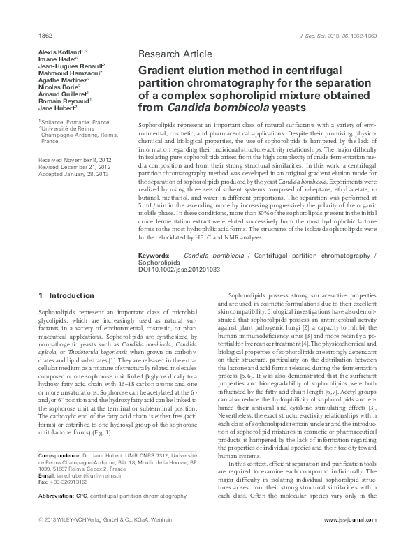 (PDF) Gradient elution method in centrifugal partition chromatography for the separation of a